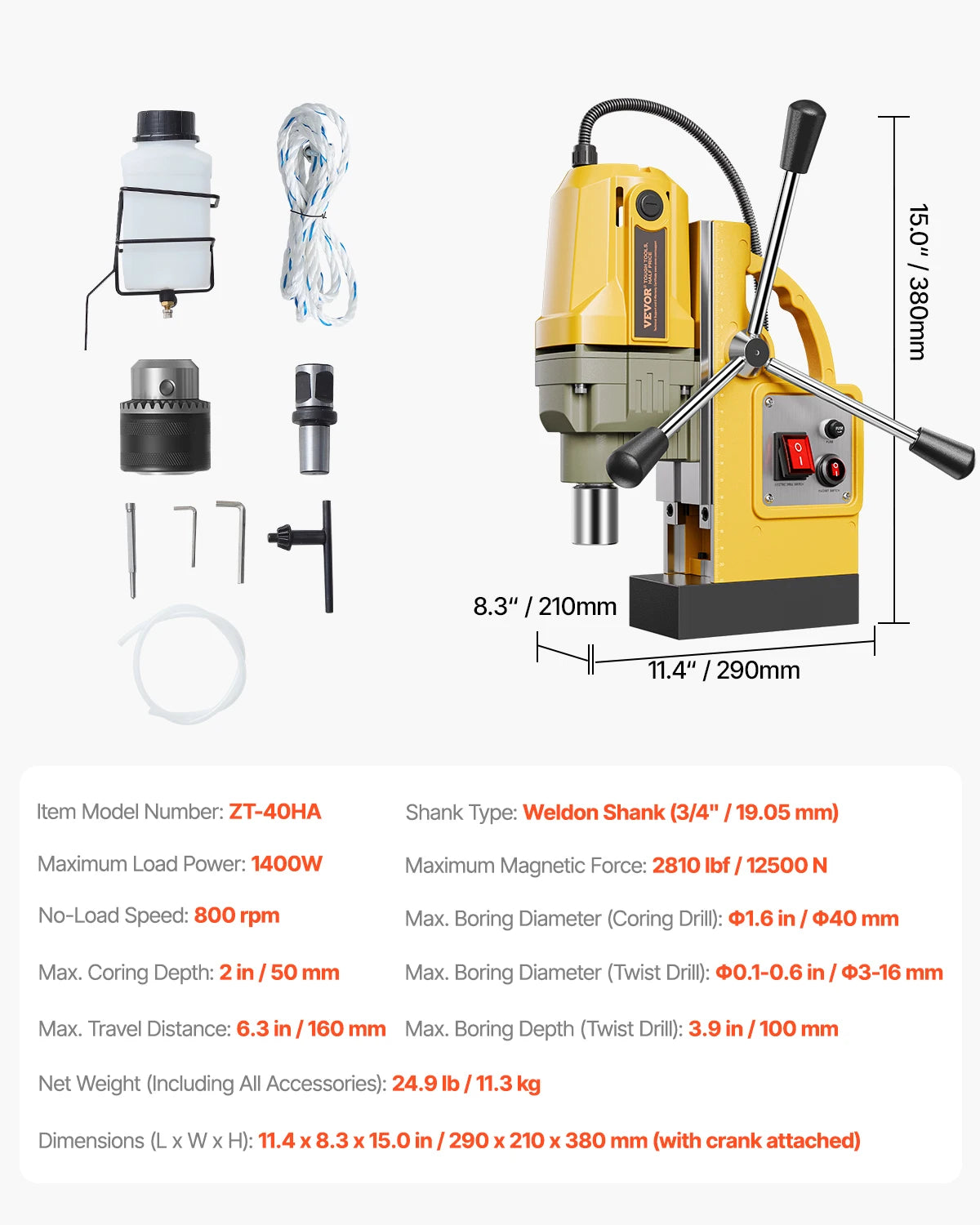 Magnetic Drill Boring Diameter Portable Electric Mag Drill Press Drilling Machine Metal Surface Industrial Improvement